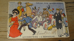 Illustrateur A Identifier : Grossbetrieb Rennwoche, Gruss Aus BADEN BADEN ............. 220508-8679 - 1900-1949