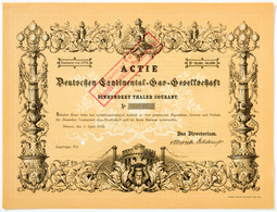 Alte Aktien / Wertpapiere: DESSAU; 1872, Aktie Der "Deutschen Continental-Gas-Ge - Other & Unclassified