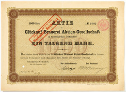 Alte Aktien / Wertpapiere: GELSENKIRCHEN-UECKENDORF, 1897, "Glückauf Brauerei Ak - Other & Unclassified