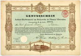 Alte Aktien / Wertpapiere: PLAUEN; 1896, "Actien-Bierbrauerei Zu Reisewitz In Pl - Other & Unclassified