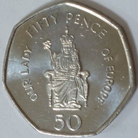 Gibraltar - 50 Pence, 2008, Our Lady Of Europe, KM# 1090 - Gibilterra