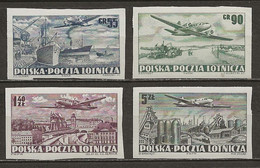 POLAND MNH ** PA 28-31 Non Dentelé Aviation Survol D'avion Port De Mer Campagne Varsovie Acieries - Nuovi