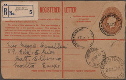 Australia - Postal Stationery: 1930/1937, 5d Brown KGV OVAL EMBOSSED REGISTRATIO - Postal Stationery