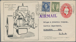 Australia - Postal Stationery: 1941/1950, 2 ½d Red KGVI OVAL EMBOSSED STAMPED-TO - Postal Stationery