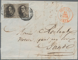 Belgium: 1849/1850, Group Of Four Lettersheets: Epaulettes Single Frankings 10c. - Sammlungen