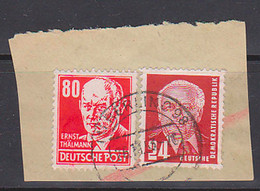 Ernst Thälmann Köpfe II 80 Pfg. Rot Auf Briefstück, DDR 340 - Oblitérés