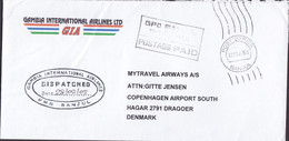 Gambia GIA Gambia International Airlines TMS Cds. BANJUL Boxed PP Postage Paid 2005 Cover Brief DRAGOER Denmark - Gambia (1965-...)