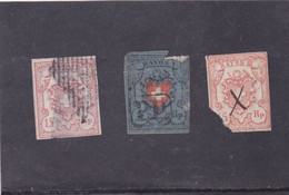 Suisse // Schweiz // Switzerland // Helvétie Assise // Helvétia Non Dentelé ( Rappen) Oblitérée Lot 3 Stamps 1854-1862 - Gebraucht