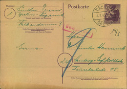 1946, 6 Pf. Bären GSK Ab "BERLIN-GRÜNAU4.3.46" Mit "9" Pf- Nachgebühr Wegen Zwischenzeitlicher Portoerhöhung- - Autres & Non Classés