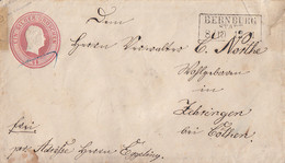 Preussen Ganzsache U11 R3 Bernburg Stadt 8.10 Gel. Nach Zehringen - Postal  Stationery