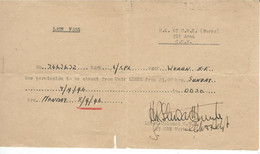 Delcampe - MILITARIA U.S. ARMY LATE PASS PERMESSO D'ASSENZA H.Q. 67 C.R.E (WORKS) 1946 - Documents