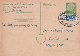 BUND 1954 ENTIER POSTAL/GANZSACHE/POSTAL STATIONERY CARTE ZUGSTEMPEL MÜNCHEN-SEMBACH - Postkarten - Gebraucht