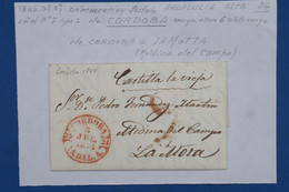 B124  ESPANA BELLE LETTRE  1844 ANDALUCIA  ALTA  .CORDOBA  POUR LA MOTTA +++ AFFRANCH.  PLAISANT - ...-1850 Prefilatelia