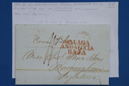 B144  ESPANA BELLE LETTRE RARE  1840 ANDALUCIA BAJA  .MALAGA  A BIRMINGHAM  U.K  ++ AFFRANCH. ROUGE PLAISANT - ...-1850 Prefilatelia