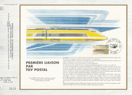 DOCUMENT FDC 1984 PREMIERE LIAISON POSTALE PAR TGV - Prove Di Lusso