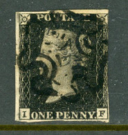 -G.B.-1840-"Penny Black" (O)  (Intense Black)  (See Scan) - Used Stamps