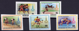 Niger 1980, Olympic Games In Moscow, Boxing, Cycling, Fight, 5val IMPERFORATED - Non Classés