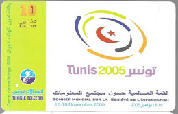 CARTE-PREPAYEE-TUNISIE-GSM-10Dinars--TUNISIE TELECOM-TUNIS 2005 Plastic EPAIS-TBE - Tunisia