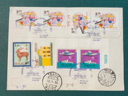 1996 MACAU INTERNATIONAL AIRPORT FIRST FLIGHT COVER TO HA MUN-PRCHINA - REGISTERED COVER - Lettres & Documents