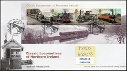 GROSSBRITANNIEN GRANDE BRETAGNE GB 2013MS LOCOMOTIVES OF NORTH IRELAND FDC SG MS3498 SC SH3197 MI B82-3482-5 YT F2883-6 - 2011-2020 Decimale Uitgaven