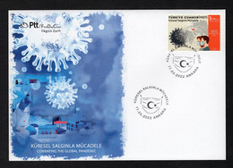 Turkey/Turquie 2022 - Combat Corona Campaign, Struggle Against Covid-19 - FDC + Flyer - Superb*** - Cartas & Documentos