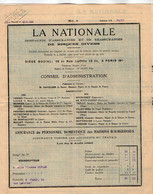 VP19.691 - PARIS 1932 - Cie D'Assurances ¨ LA NATIONALE ¨ Assurance Du Personnel & Maisons - Melle Simonne DUFLOS - Bank & Versicherung
