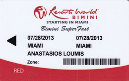 USA - Resort World Bimini, Bimini Super Fast, Cabin Keycard, Used - Chiavi Elettroniche Di Alberghi