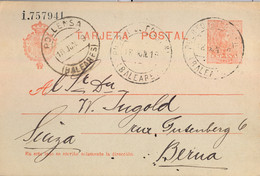 1919 BALEARES  ,  E.P. 49 CIRCULADO ENTRE POLLENSA Y BERNA - 1850-1931