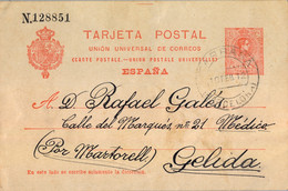 1912 BARCELONA  ,  E.P. 53 CIRCULADO ENTRE TARRASA Y GELIDA POR MARTORELL - 1850-1931