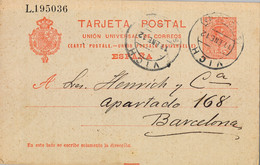 1912 BARCELONA  ,  E.P. 53 CIRCULADO ENTRE VICH Y BARCELONA , LLEGADA - 1850-1931