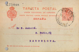 1916 BARCELONA  ,  E.P. 53 CIRCULADO ENTRE MANRESA Y BARCELONA - 1850-1931