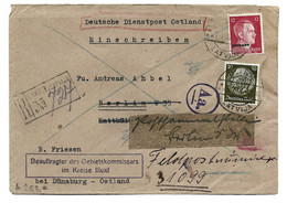 Dienstpost Ostland Feldpost Einschreiben Illuxt Lettland 1942 Zensur - Cartas
