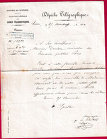GUERRE 1780 DEPECHE TELEGRAPHIQUE TOURS 27 NOVEMBRE 1870 POUR MINISTRE TRAVAUX PUBLICS LETTRE FRANCE - Oorlog 1870