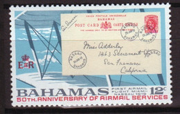 Bahamas 1969 Single Stamp To Celebrate 50th Anniversary Of Air Mail Service Showing Plane In Unmounted Mint - 1963-1973 Autonomía Interna