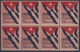 VI-542 CUBA REPUBLICA CINDERELLA 1950 CENTENARIO DE LA BANDERA FLAG BLOCK 8. - Frankeervignetten (Frama)