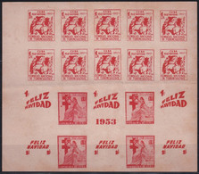 VI-534 CUBA CINDERELLA MEDICINE 1953 1c PROOF TUBERCULOSIS IMPERFORATED SHEET. - Vignettes D'affranchissement (Frama)