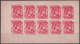 VI-528 CUBA CINDERELLA MEDICINE 1954 1c RED DOUBLE ENGRAVING ERROR WHITE PAPER TUBERCULOSIS IMPERFORATED SHEET. - Automatenmarken (Frama)