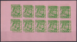 VI-527 CUBA CINDERELLA MEDICINE 1954 1c GREEN DOUBLE ENGRAVING ERROR PINK PAPER TUBERCULOSIS IMPERFORATED SHEET. - Vignettes D'affranchissement (Frama)