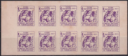 VI-521 CUBA REPUBLICA CINDERELLA MEDICINE 1952 1c VIOLET TUBERCULOSIS IMPERFORATED SHEET. - Affrancature Meccaniche/Frama