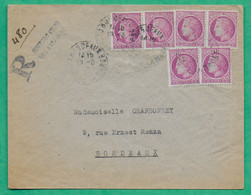 N°679 X6 BEL AFFRANCHISSEMENT CERES MAZELIN 1F50 RECOMMANDE BORDEAUX GIRONDE POUR BORDEAUX 1946 LETTRE COVER FRANCE - 1945-47 Ceres Of Mazelin