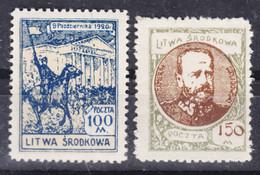 Central Lithuania Litauen 1921 Mi#42-43 Mint Never Hinged - Litouwen