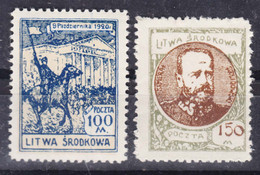 Central Lithuania Litauen 1921 Mi#42-43 Mint Never Hinged - Lituanie