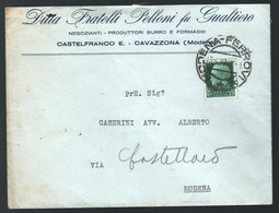 BUSTA INTESTATA  - FRATELLI PELLONI BURRO E FORMAGGI - CASTEFRANCO EMILIA CAVAZZONA - VIAGGIATA NEL 1939  (LET83) - Marcofilie