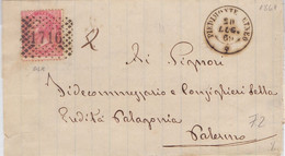 1869 Piego Da Piedimonte Etneo Per Palermo Con VEII 40c DLR - Marcofilía
