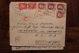 Allemagne France 1944 Eberswalde LAGER Censure Ae Enveloppe Cover Reich STO Petain Recommandé Registered - WW II