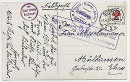 GERMANY 2 PFENNING CROIX ROUGE RED CROSS POSTKARTE GOTHA 4.4.1915 +  CENSURE POUR MULHAUSEN - Covers & Documents