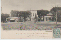 (78) BOUGIVAL . Entrée Du Pont Et Station Du Tramway (Banderole :"Exposition D'Agriculture") - Bougival