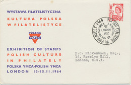 GB SPECIAL EVENT POSTMARK POLISH CULTURE IN PHILATELY 1964 POLISH YMCA EXHIBITION LONDON W.2. - Lettres & Documents