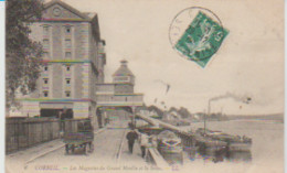 (91) CORBEIL . Les Magasins Du Grand Moulin Et La Seine (Carriole "Couleurs-Vernis A. Ramus Corbeil ") - Corbeil Essonnes