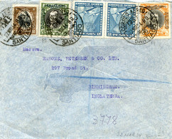 Chili - Chile 1934 Santiago To England Birmingham  22 Mar 34 - Airmail Cover - Poste Aérienne - Timbre Avec Surcharge - Other (Air)